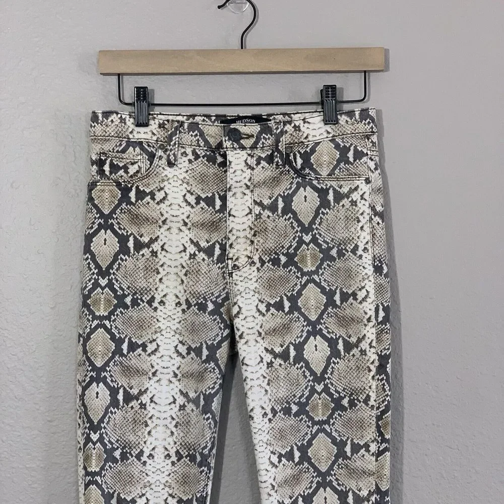 Hudson Barbara Super Skinny Snake Python‎ Print  Jeans Size 27 Stretch High Rise